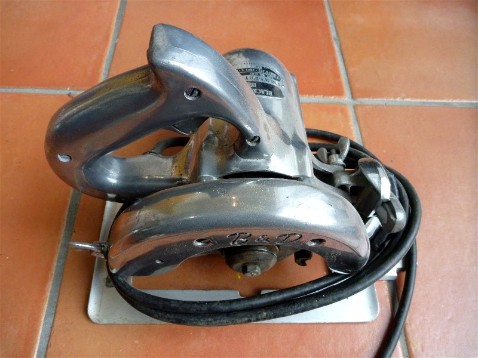 Vintage black and decker saw, flamingsteel.com, roy mackey, steel art